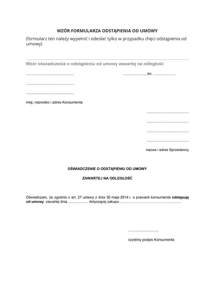 Dokumenty do odstąpienia umowy