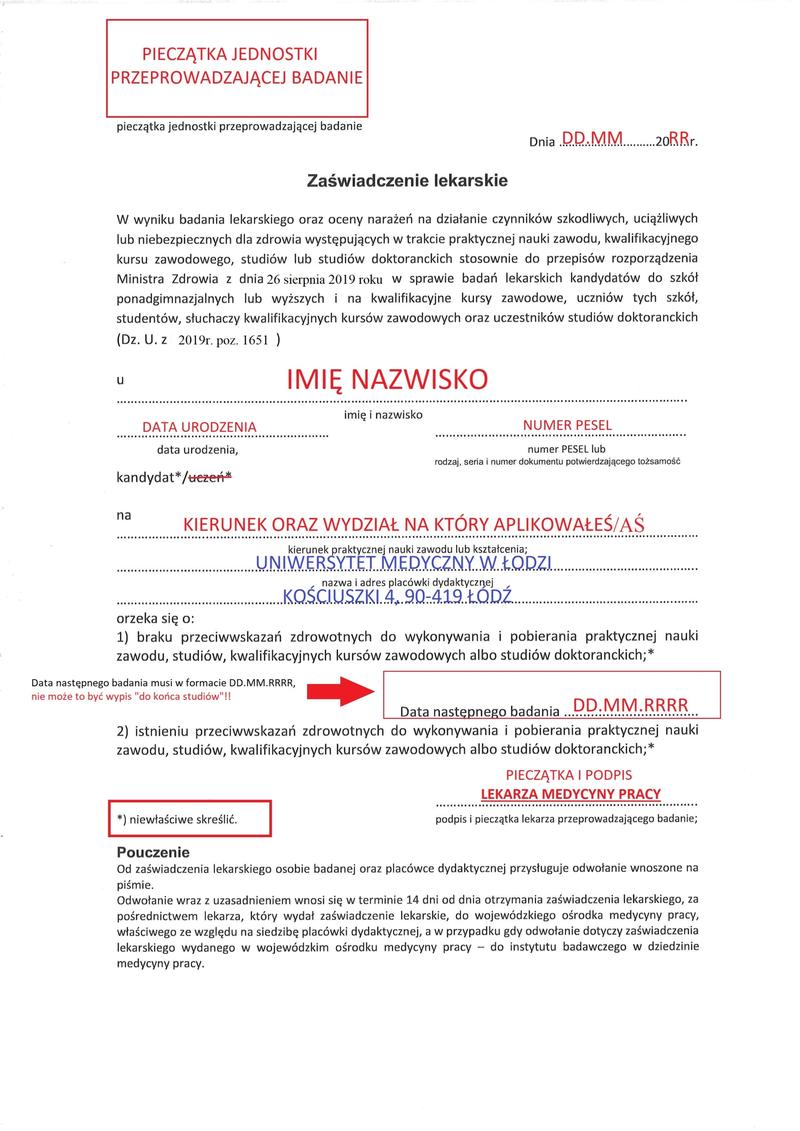 Ważność badań lekarskich